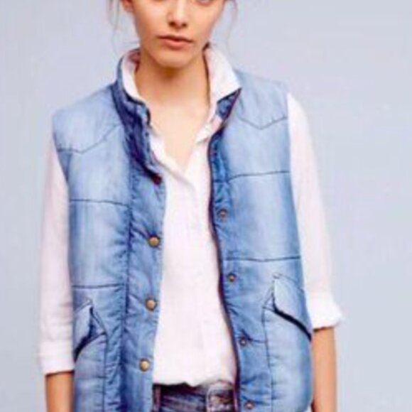 Cloth & Stone Denim Puffer Vest – Size Small - Picture 1 of 3